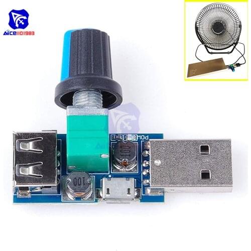 Diymore DC 4-12V to 2.5-8V 5W Fan Stepless Speed Controller Module Fan Governor Male Female USB Micro USB Potentiometer