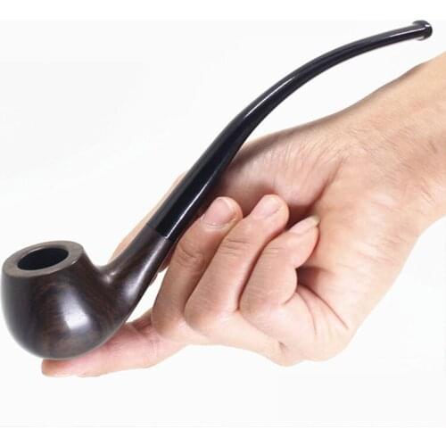 Ebony wood Tobacco pipe 3MM Filters smoking pipe long handle reading pipe cigarette holder Briar root pipe mens smoking tools