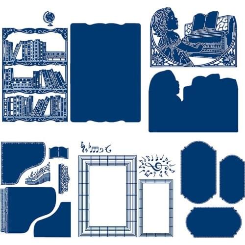 Piano Music Bookshelf Metal Cutting Dies for Scrapbooking and Cards Making Paper Craft Dies New 2019