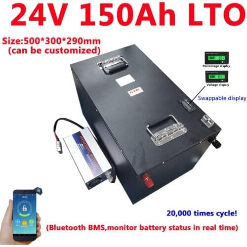 GTK 24V LTO battery 150Ah Lithium titanate with bluetooth BMS for 3000w solar energy system motor home fishing boat+10A charger
