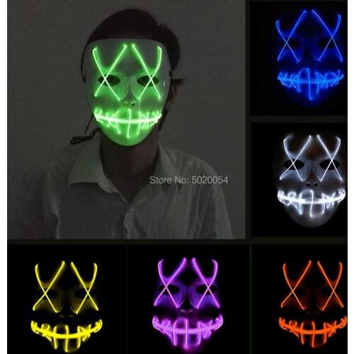 GZYUCHAO EL Event Gifts DJ Glowing Led Mask Horror Clown Light Up EL Mak for Carnaval Cosplay Party Club Bar