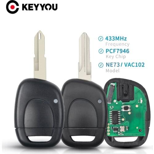 KEYYOU Car Remote Key For Renault Master Kangoo Clio Twingo NE72 Blade PCF7946 Chip 433MHZ 1 Button Uncut Blade