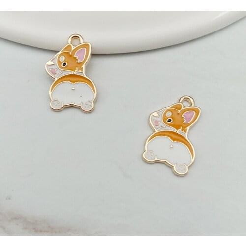 Brown Welsh Corgi Bum Charm or Pendants Set of 20 Dog Enamel Charms for Jewelry Making DIY Finding Corgi Backpack Charm BULK l2d