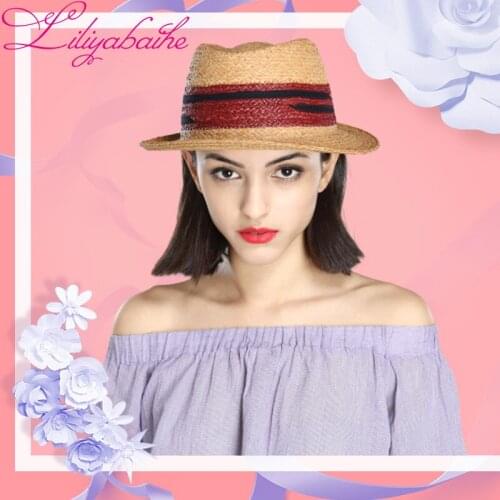 Liliyabaihe new style Women hat Summer Sunscreen Casual Raffia hat Color stitching Beach girl