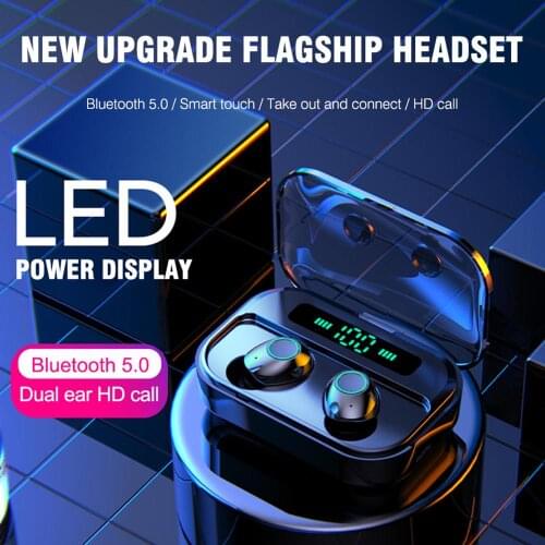 M7 Bluetooth 5.0 Headset TWS Wireless Earphones IPX7 Waterproof Mini Earbuds Touch Control Stereo Headphones With LED Digital