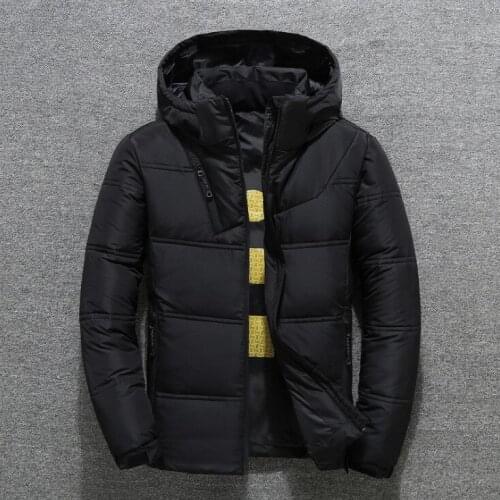 New White Duck down jacket men short Warm Quality Zipper Hooded Down Coats Male Overcoat Jackets Winter Men Down Jacket