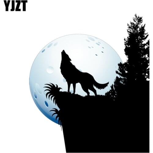 YJZT 15.1CM*17.5CM Howling Wolf In The Forest PVC Motorcycle Car Sticker 11-00491
