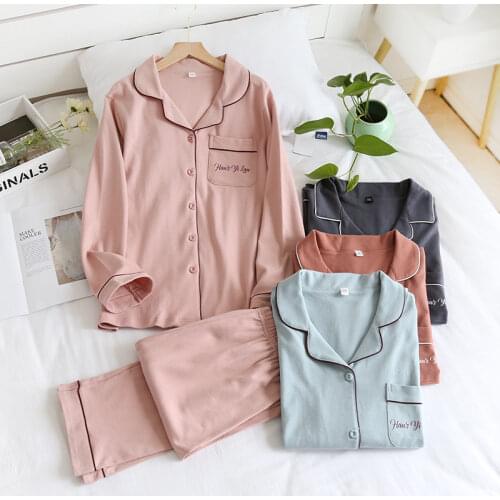 2021 New Autumn 100% Cotton Pajamas For Women Home Suit Long Sleeve Mens Homewear Lovers Winter Thick Warm Womens Home Clothes