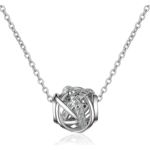 Charm 925 Sterling Silver Lucky Beads Necklaces For Women Two Colors Micro Zircon Necklace Choker