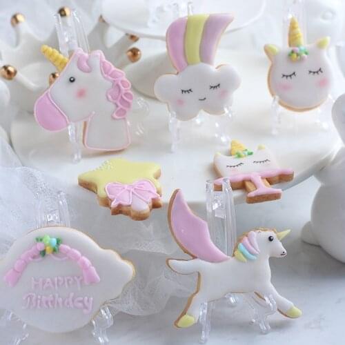 Omilut Unicorn DIY Baking Plastic Cutting Biscuits Cookie Cutter Making Tools Fondant Cake Mould Unicorn Happy Birthday Party De
