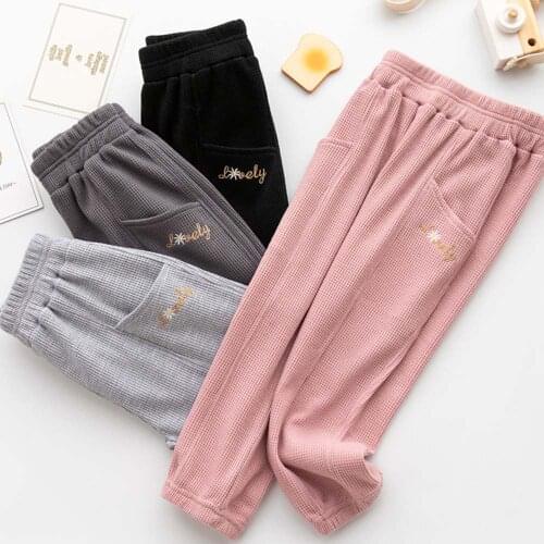 V-TREE 2021 Autumn Spring Girls Pants Cotton Casual Baby Boys Trousers Sport Pants Solid Color Kids Children Trousers 3-8Y