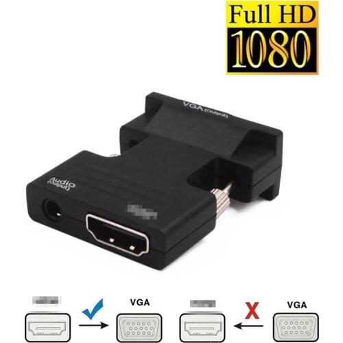HDMI-compatible Female to VGA Male Converter with Audio Adapter Support 1080P Signal Output Convertor with Audio Cables