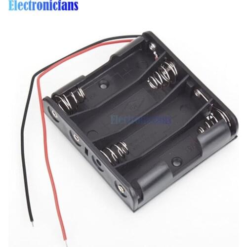 5PCS Plastic Battery Case Storage Box Holder with Wire Leads for 4 X AA 6.0V 4AA