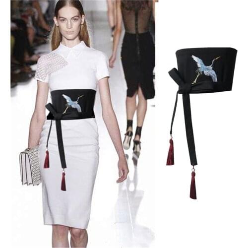 Original Women Japanese Dress Belt Kimono Printed Obi Fashion Tassel Bandage Harajuku Asian Lady Yukata Cummerbunds Waistband