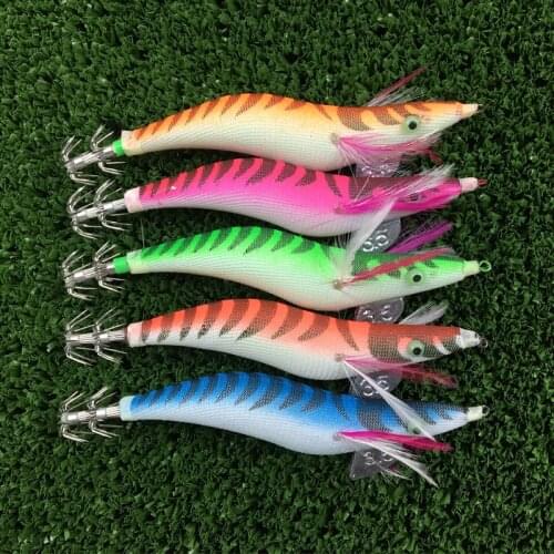 1PCS 2.5# 3.0# 3.5# Luminous Squid Jigs Lure Hook Led Fishing Lures Octopus 3D Eyes 11-20g Silicon Soft Fishing Shrimp Lure Bait