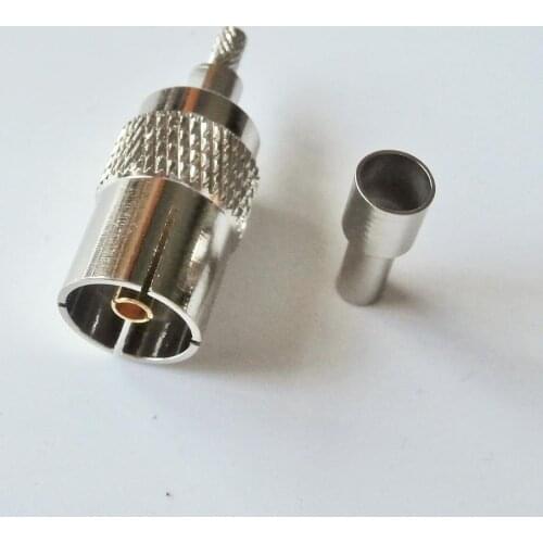 RF Coax Connector Socket PAL DVB-T IEC Female Window Crimp for RG316 RG174 LMR100 RG179 RF Coaxial cable Nickel Plated Brass
