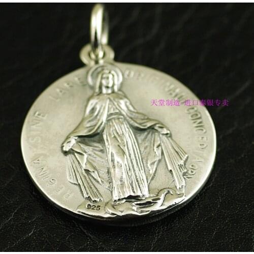 Jesus sided with the Virgin statue 925 sterling silver Thai silver pendants for man and woman