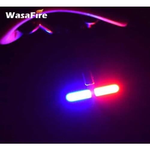 WasaFire Bike Night Cycling Rear Light Red Blue LED Bike Light USB Rechargeable Bicycle Taillight 6 Modes Safety Warning Lamp
