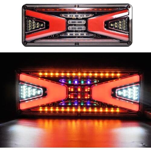 2pcs 24V Led Dynamic Car Truck Tail Light Rear Brake Light Waterproof Flow Signal Light Reversing Trailer Boat Lorry Caravan