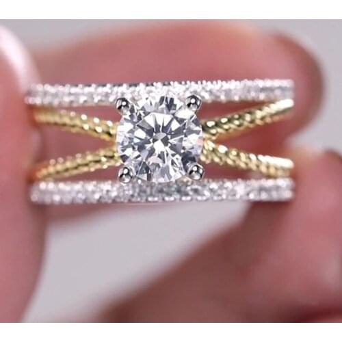 2021 Luxury Gold Silver Color Geometry Engagement Ring For Women Anniversary Gift Jewelry Valentines Day R5488