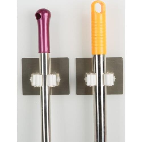1PC Non Punch Adhesive Wall Mounted Mop Holder Storage Broom Hanger Clip Seamless Mop Hook Bathroom Home Kitchen Organizer
