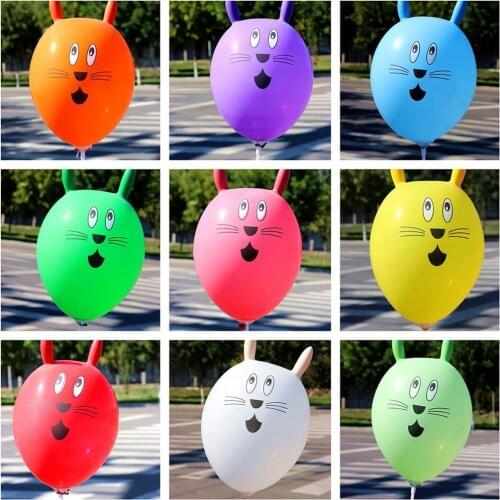 10pcs 12 inch printed latex balloon rabbit shaped childrens toy ball cartoon animal balloons birthday decoration baby show glo