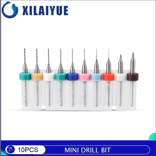 10pcs/set PCB Tungsten Steel Cutter(0.1mm to 1.0mm)Mini Drill Bit Carbide For Print Circuit Board CNC Drill Bits Machine