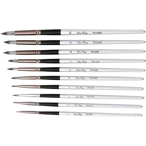 10Pcs Paint Brush Set Nylon Hair Students Kid Acrylic Painting Supplies Art Tool