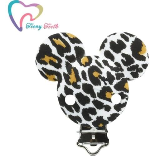 10 PCS New Leopard Printed Mouse Silicone Teether Clips DIY Baby Pacifier Dummy Chain Holder Soother Nursing Jewelry Toy Clips