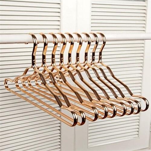 10pcs High Quality Durable Use Colorful Option Gold Aluminum Alloy Cloth Hangers for Adult and Kids