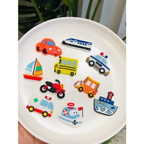 100PCS Wholesale Mix Bus Motorcycle PVC Craft Flat Back For DIY Boys Shoes Scrapbook Charms Jewelry Embellishments