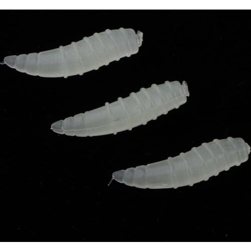 100pcs Fake Maggots 1.6cm Imitated Maggots Worm Soft Baits Grubs Glow Fishing Lures Eco-friendly