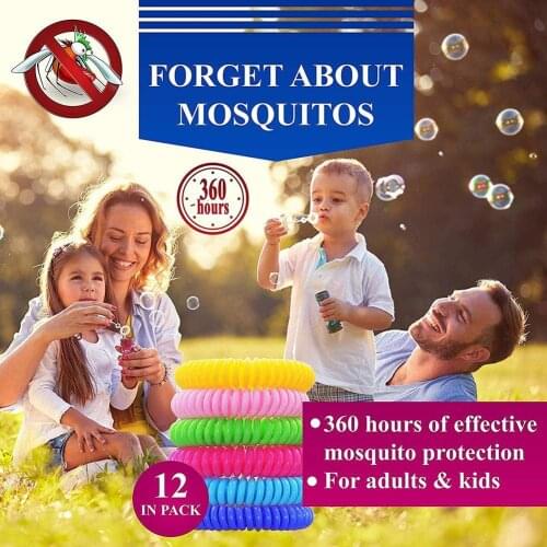 12Pcs Non-toxic Kids Adults Plastic Elastic Anti-Mosquito Repellent Bracelet Waterproof Camping Mosquito Repellent Wristband
