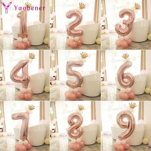 1st 1 2 3 4 5 6 7 8 9 Years Happy Birthday Foil Number Balloons Rose Gold Ballons Baby Boy Girl Party Decorations Kids Supplies