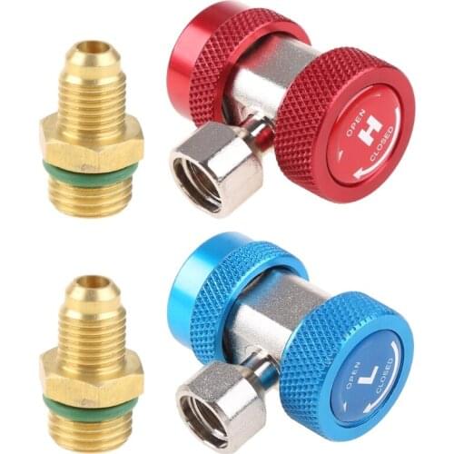 2Pcs R134A H / L Adapters Quick Coupling Air Conditioner Coolant Adjustable New J60F