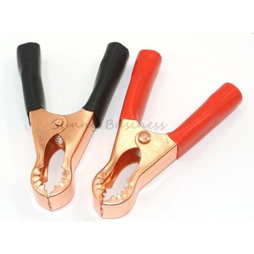 2pcs 50A Red Crocodile insulated Alligator Clips Red Black Length 80mm battery clip Car Battery Test Lead Clips