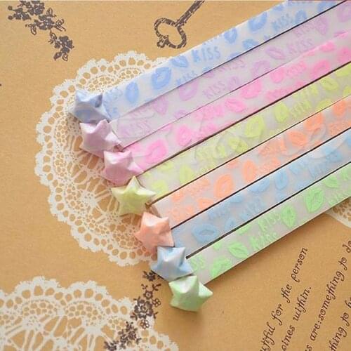 30pcs Luminous Lucky Star Folding Origami Paper Lucky Star Origami Paper Ribbon 50JD
