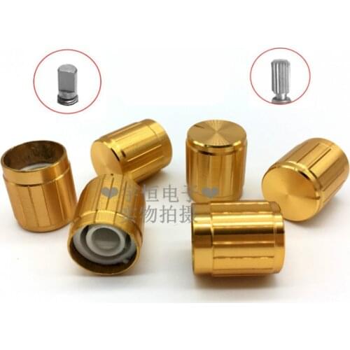 6 Pieces Golden Aluminum Alloy Knob Diameter 15MM Height 17MM Flower / Half Shaft Hole Potentiometer Encoder Switch Cap