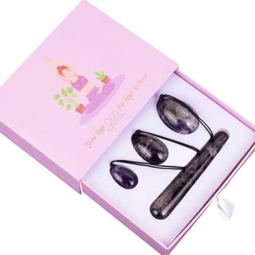Amethyst 4 PCS Set Massage Egg Yoni Health Care Tool For Kegel Exercise Natural Stone Train Pelvic Floor Muscle Vagina Massager