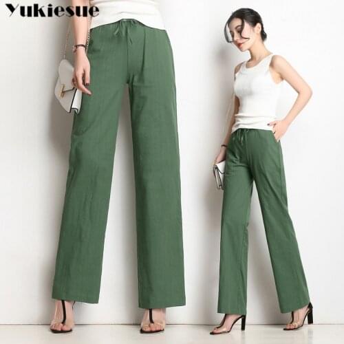 Streetwear cotton and linen wide leg pants for women trousers womens pants capris casual straight pants female Plus size 4XL