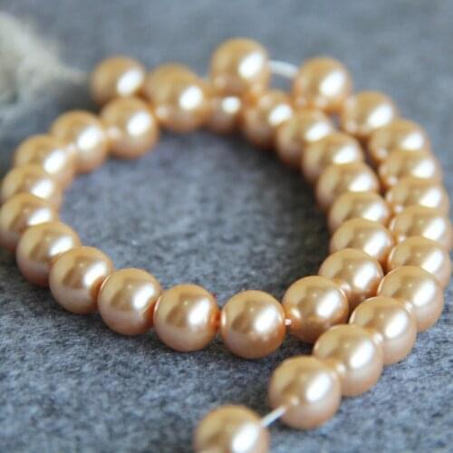 Beautiful high quality Light Gold-Color Shell beads gift for women girl loose DIY 15inch Jewelry making design Wholesale