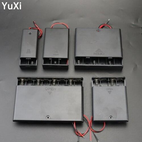 AA Battery Holder Case Box With Leads ON/OFF Switch Cover 2 3 4 6 8 Slot Standard Battery Container For DIY Battery Compartment