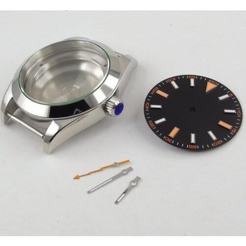 30.8MM Sterile Black Dial Orange Marks Luminous Stainless Steel Watch Dial Fit Miyota 82 Mingzhu 2813 Movement Watch dial + hand