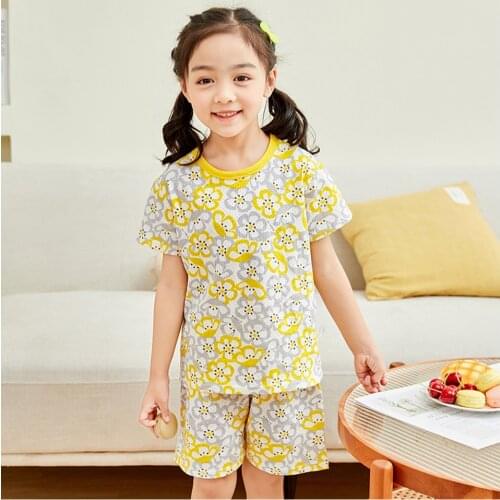 Childrens Pajamas Sets Summer Short-sleeved Cartoon Sleepwear Cotton Night Wear for Girls Pyjamas Kids Baby Girl Clothes Pijama