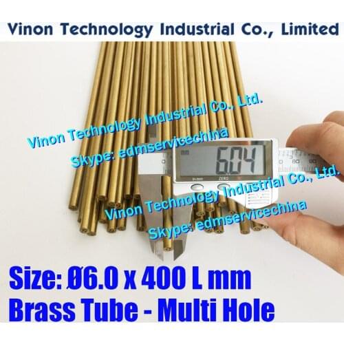 D6.0x400MM Brass Tube Multihole (30PCS/LOT),Brass EDM Tubing Electrode Multi-Channel Diam. 6.0 Length 400 for Electric Discharge