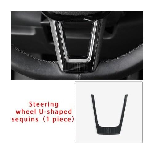 For Skoda KAROQ ABS chrome black titanium Steering wheel U-shaped sequins 1pc