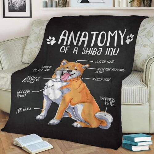 Anatomy of a Shiba Inu Flannel Throw Blanket 3D Printed Keep Warm Sofa Child Blanket Home Decor Textiles Dream Family Gift