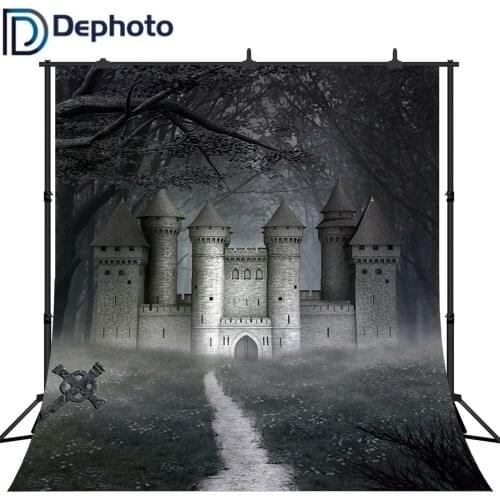 Dephoto Halloween Castle Photography Backdrops Retro Dark Night Forest Background Scary Party Photo Booth Studio props
