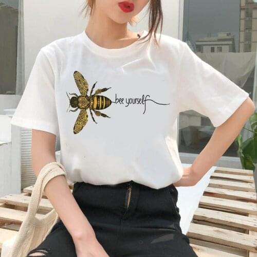 Cute Bees T shirt Women Funny T shirts Summer Tee Shirt Femme Cartoon Kawaii Printed Tshirts Camiseta Mujer Streetwear