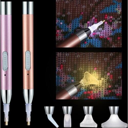 Diamond Painting Tools Set USB Rechargeable LED Lighting Point Drill Pen Diamond Painting Embroidery Tools Home Garden